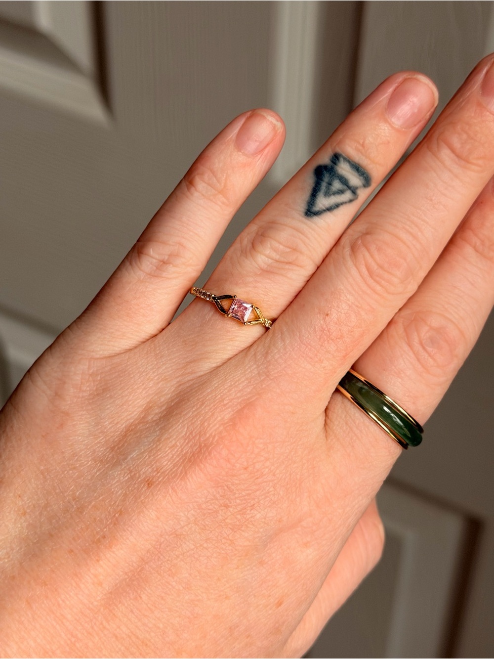 Delicate Gold Plated Pink Sapphire Ring open back adjustable size
